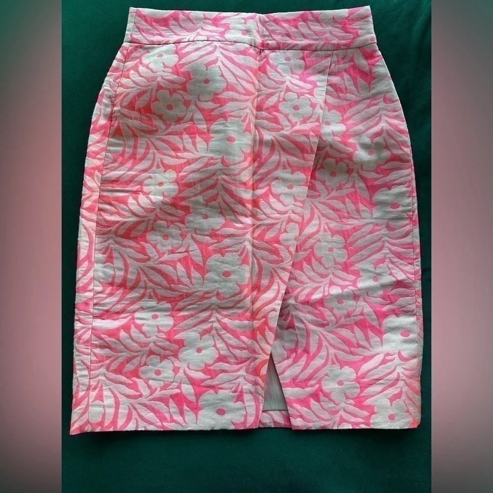 J.CREW Highwaist Floral Coral Faux Wrap Skirt
